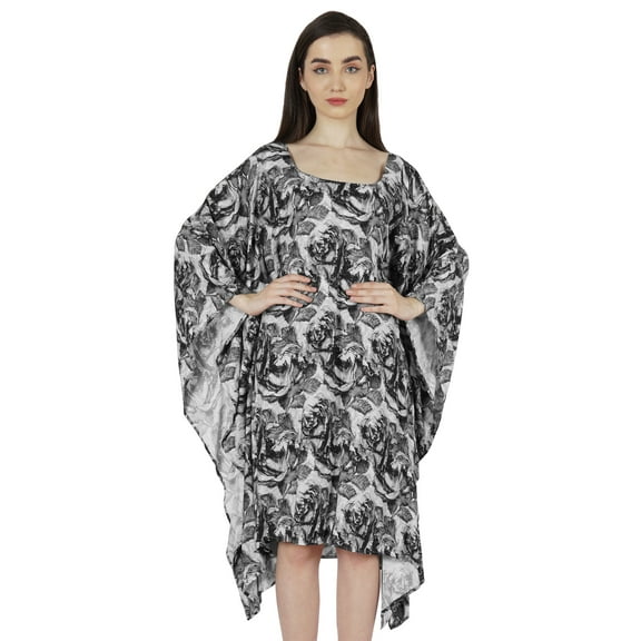 Moomaya WomensShortTunicKaftanCasual Kimono Mini Beach Dress Swimsuit Cover Up Dresses