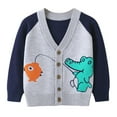 thumbnail image 1 of Boys Girls Long Sleeve Knitted Sweater Cardigan Kids Button-Down Printed Jacket 2-7T, 1 of 8