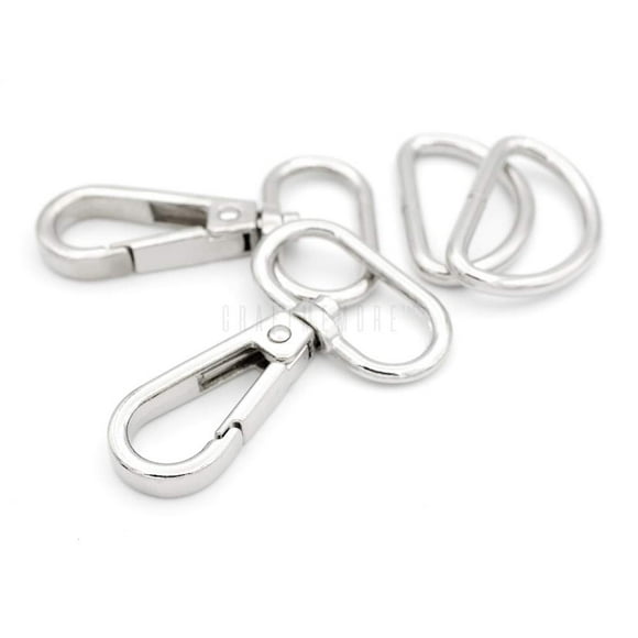 CRAFTMEMORE 2 Sets 1-1/4"" Swivel Snap Hooks Lobster Clasp Push Gate Fashion Clips with 1"" D Rings Bag Craft Accessories FSD2 (Silver 1 1/4 Inch)