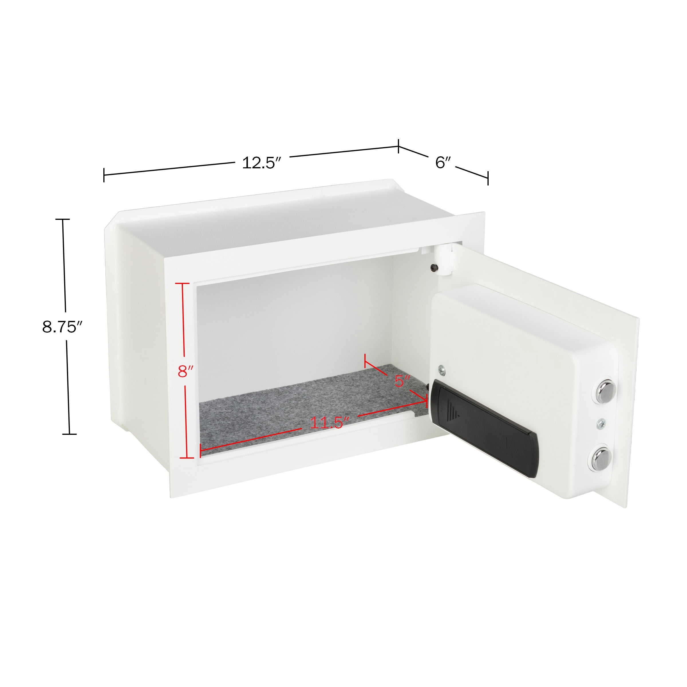 Stalwart Paragon In Wall Safe with Digital Keypad, 12.5" x 6" x 8.75", White