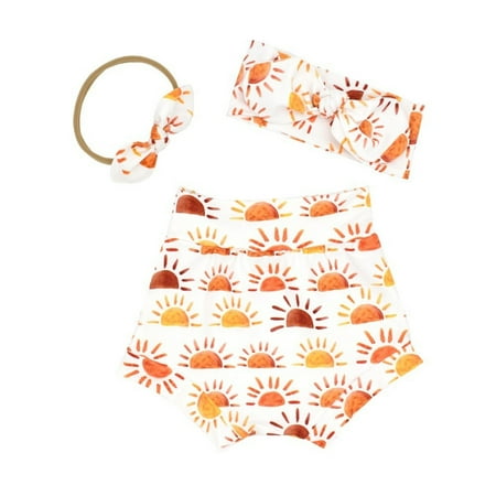 

Toddler Girls Shorts Baby Leopard Watermelon Printed Floral Shorts Headband Set Girl Summer Clothes