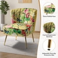 thumbnail image 5 of Relaxing Floral Side Chairs Set of 2 Upholstered Wingback Gold Legs Home Living Room Adult Mustard, 5 of 8