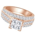 thumbnail image 2 of AFFY Princess & Round Cut White Natural Diamond Three Row Square Frame Cluster Ring In 10k Rose Gold (2 cttw) Ring Size-12.5, 2 of 2