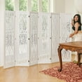 thumbnail image 5 of 5.6Ft Room Divider Folding Wood Simple Carved Partition Screen for Home Office Garden - 6 Panels (White), 5 of 17