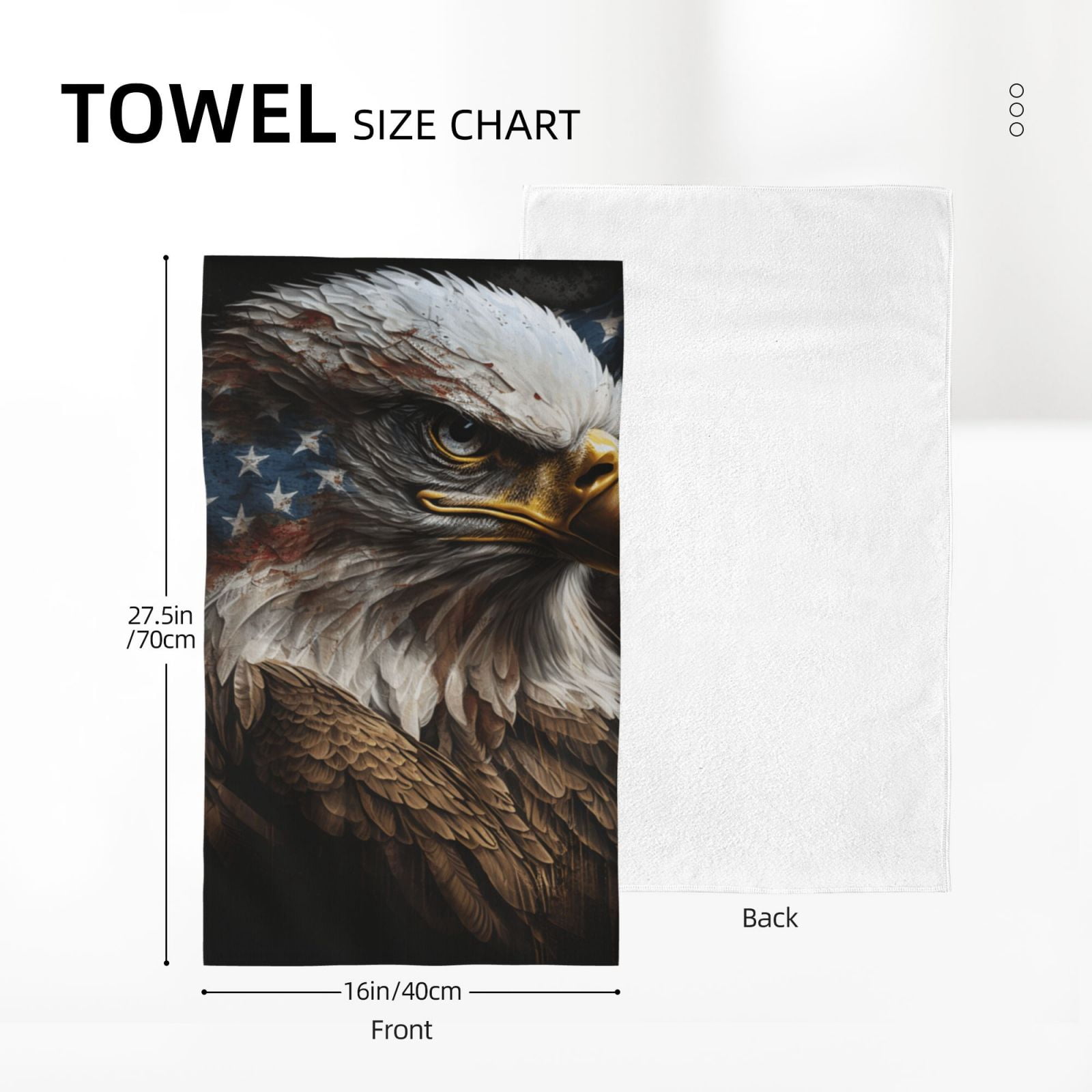 American Flag Bald Eagle USA 27.5" x 16" Ultra Soft Hand Towel, Face Wash Cloth for Bathroom, Gym, Travel, Pool