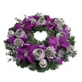 thumbnail image 2 of Dserfhy 13" Purple Ribbon Christmas Advent Wreath 4 Advent Candles Holder Christmas Centerpiece with Bow Artificial Pine Cones for Winter Holiday Home Church Decor, 2 of 7