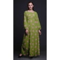 thumbnail image 4 of Bimba Moss Georgette Grandiflora Roses Floral Printed Womenâ€™s Long Sleeve Elastic Waist MaxiÂ&nbsp;DressÂ&nbsp;Gown-XSmall, 4 of 5