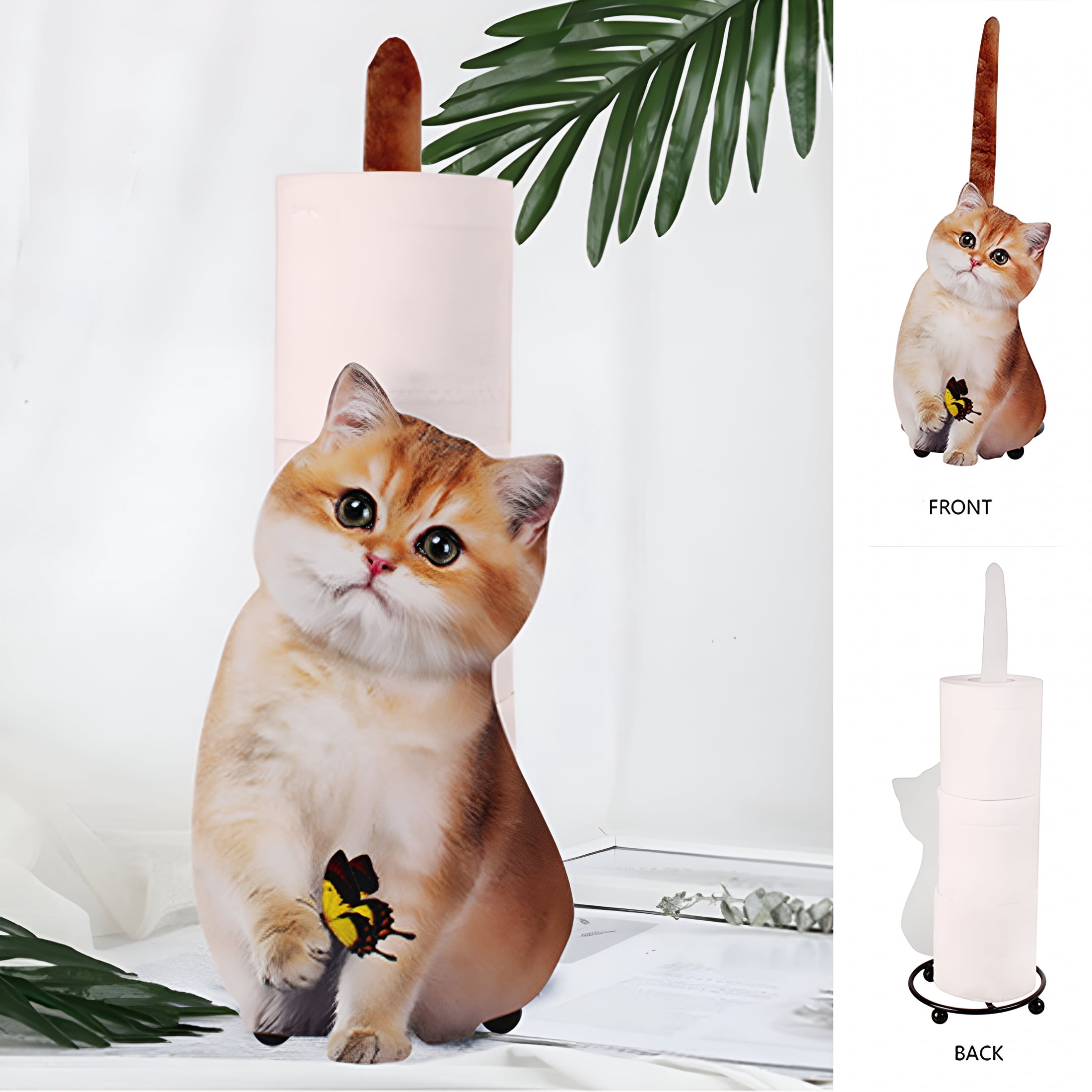 LAMIRO Cat Shape Paper Towel Holder Super Cute Cat Themed for Decorate Your Workspace,Cat Design Paper Towel Holder Stand for Kitchen Toilet Modern Countertop