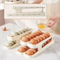 thumbnail image 5 of Huayishang Rack Rolling Egg Dispenser Foldable Space Saving Automatic Egg Roller Dispenser 2 Tier Rolling Egg Holder Container Display Rack Organizer For Kitchen Refrigerator Storage, 5 of 5
