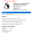 thumbnail image 2 of Blower Motor - Compatible with 2014 - 2019 Mercedes-Benz CLA250 2015 2016 2017 2018, 2 of 2