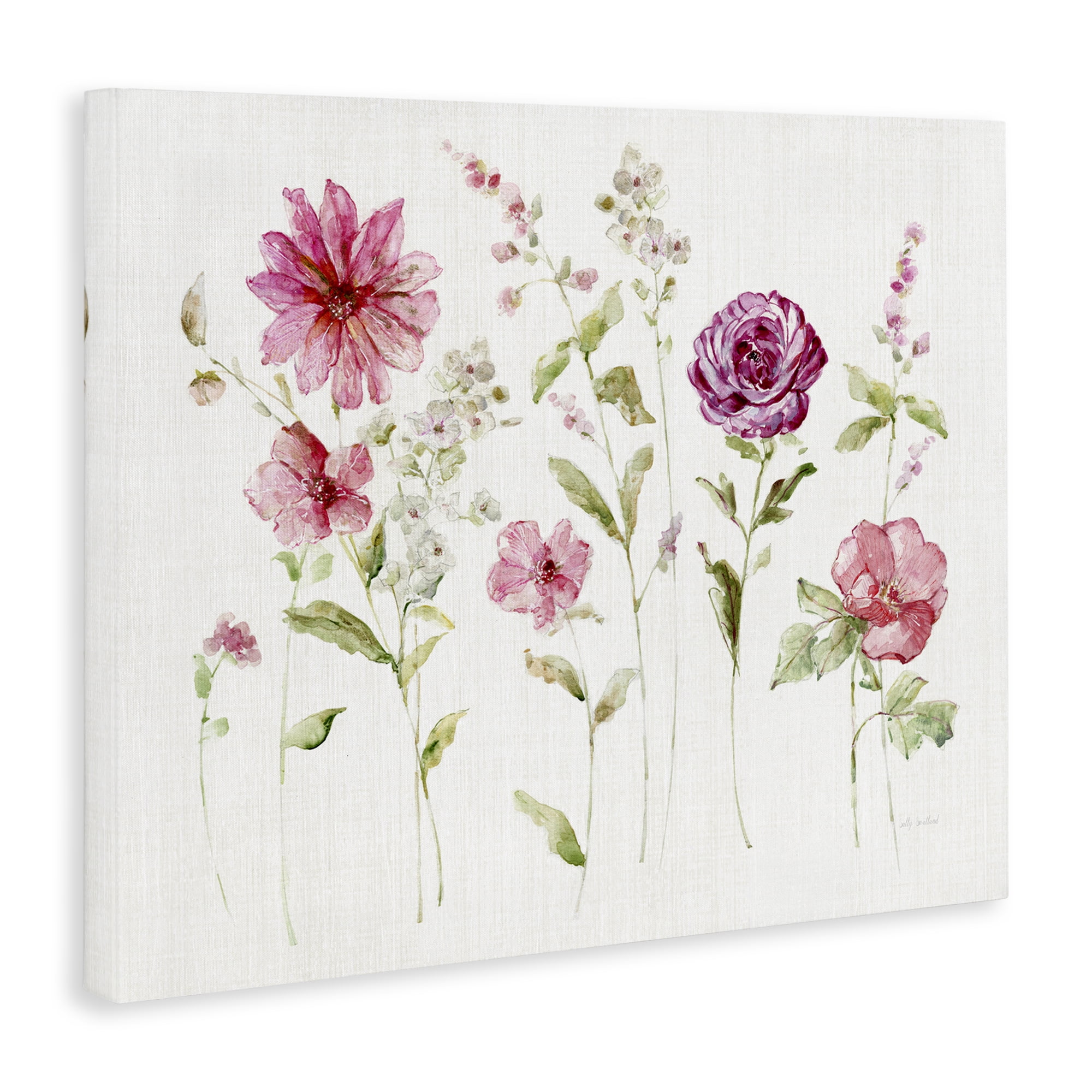 Stupell Industries Blooming Rose Sprigs Plants & Flowers Painting Wrapped Canvas Art Print Wall Art, 40 x 30
