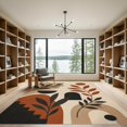 thumbnail image 2 of ODIKA 9'x12' Washable Area Rug Earthy Tones Abstract Geometric Botanical Design Modern Artistic Interpretation for Great Room, Indoor Concept, Large Living Low Pile, Flatwoven, 2 of 7