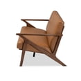 thumbnail image 3 of Baxton Studio Bianca Walnut Brown Finished Wood and Tan Faux Leather Effect Sofa, 3 of 9