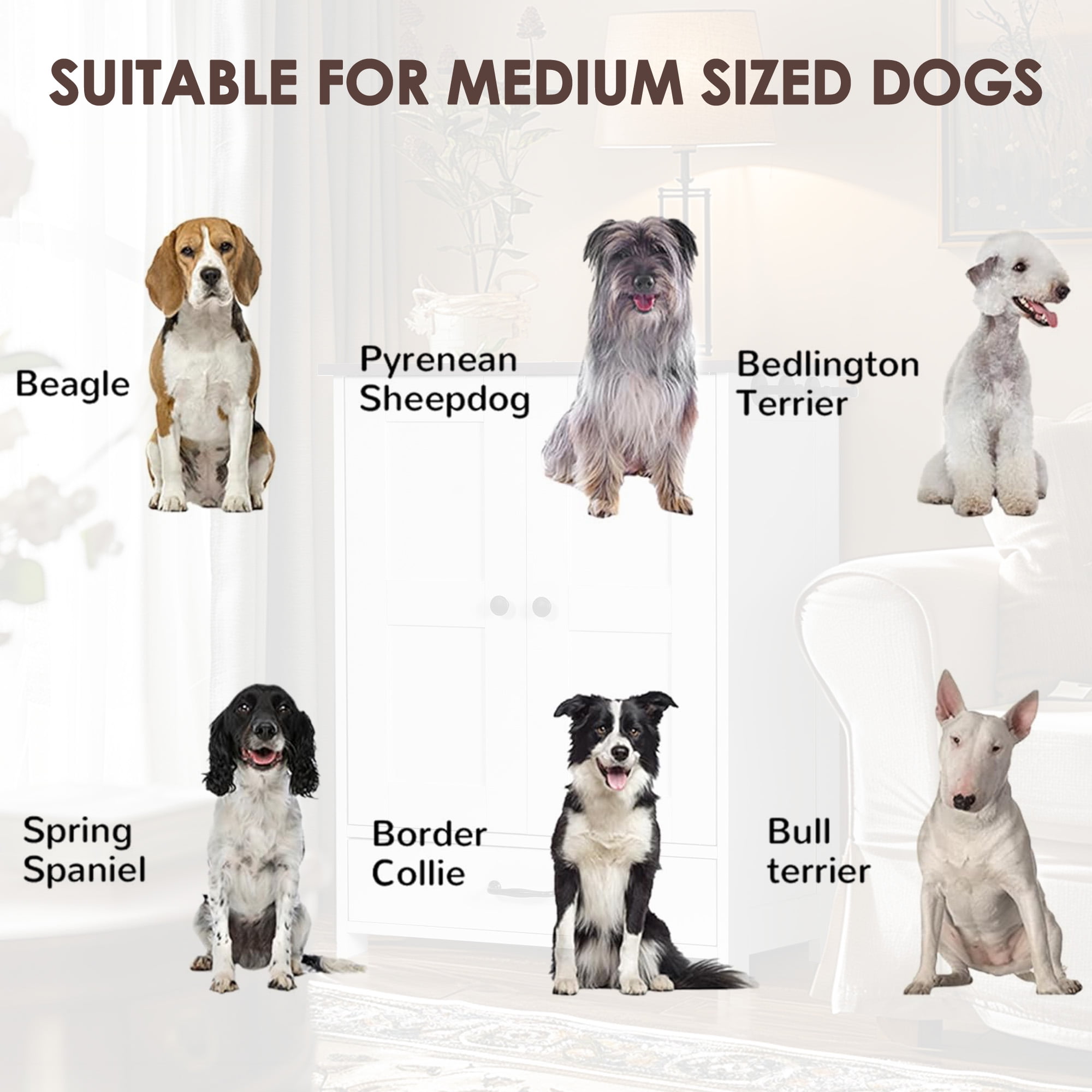 Pefilos 31" Modern Pet Feeding Station Furniture with 2 Elevated Dog Bowls, Dog Proof Hidden Design, Dog Food Storage Cabinet, Pet Toy Storage Organizer, White Pefilos 31" Modern Pet Feeding Station Furniture with 2 Elevated Dog Bowls, Dog Proof Hidden Design, Dog Food Storage Cabinet, Pet Toy Storage Organizer, White