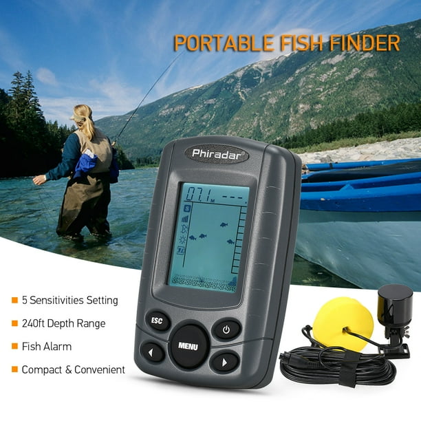 Portable 2.4 Inch LCD Fish Finder 240FT Depth Range Fishing Finder with Wired Sonar Sensor