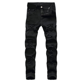cigarette jeans for men IROINNID Jeans Pants for Men Casual Denim Pants Straight Leg Daily  All-match Slim Fit Cigarette Pants Full Length Pants,Black