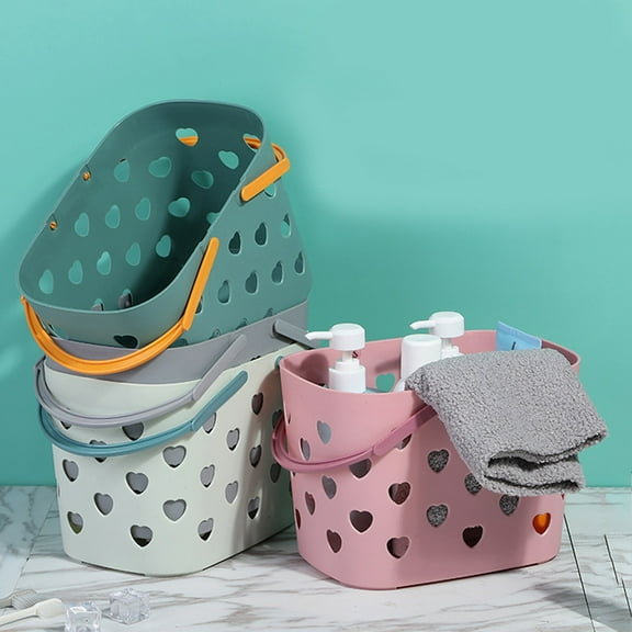 Yauxim Shopping Basket Storage Basket with Handles Hollow Shower Basket with Holes Bathroom Organizers Toiletry Bag Basket