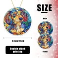 thumbnail image 2 of Funny Christmas Ornament,Abstract Dachshund In Vivid Hues,Xmas Round Ceramic Pendant, 2 of 6