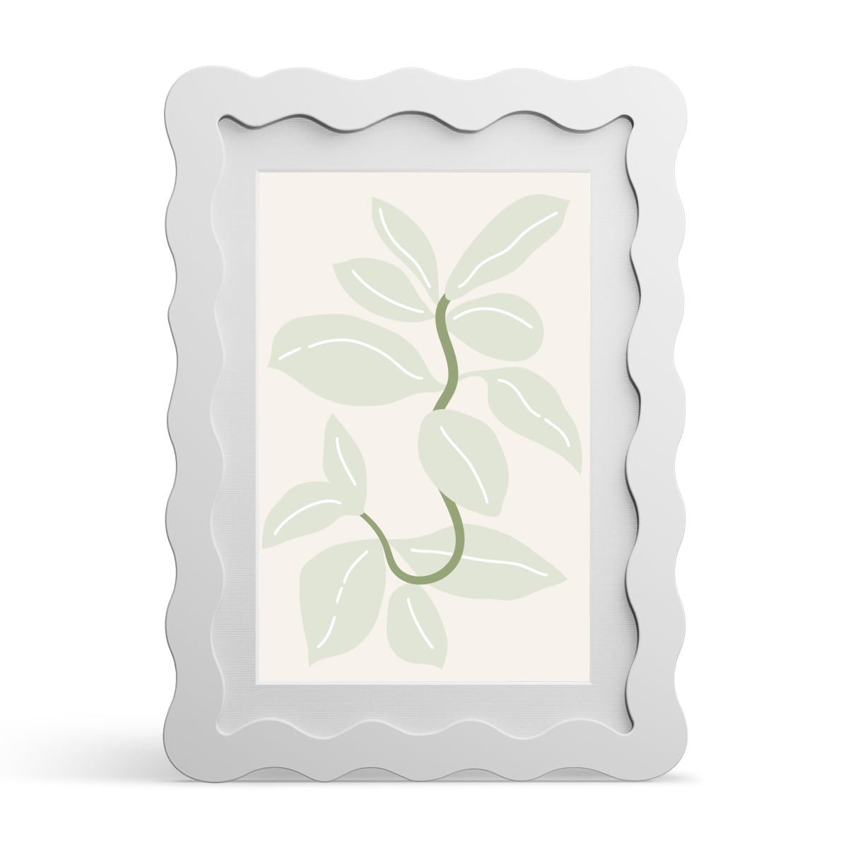 iRahmen 5x7 Picture Frame with Mat for 4x6, Wavy Edge Wooden Photo Frame for Wall Hanging, White, 1 Pack
