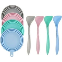 4 Pack Can Covers and 4 Pack Pet Spoons Set,Universal Silicone Can Lids for Pet Food Cans 1 Fit 3 Standard Size Dog and Cat Can Tops Cover (Round)