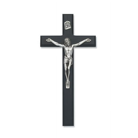 10 in. Beveled Black & Silver Corpus Crucifix