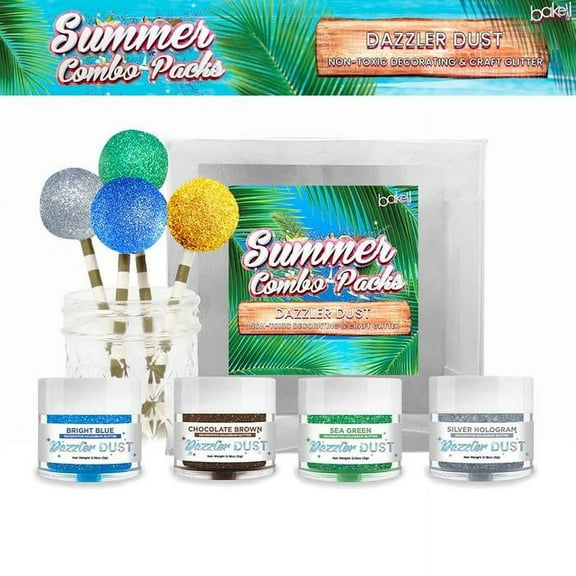 Bakell - Summer Dazzler Dust Combo Pack B - Arts and Crafts Glitter - Extreme Sparkle, 4x 5g Jars