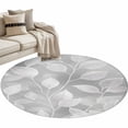 thumbnail image 2 of Silver Gray Leaves Round Area Rug 4 FT, Non Slip Indoor Outdoor Rug, Vintage Abstract Branch Botanical Washable Soft Circular Carpet Non-Shedding Floor Mat for Coffee Table Nursery Foyer Balcony, 2 of 8