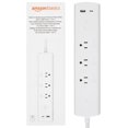 thumbnail image 1 of Amazon Basics Regleta de enchufe inteligente con 3 tomas controladas individualmente y 2 puertos USB (1 USB-A y 1 USB-C), funciona solo con Alexa, Wi-Fi de 2,4 GHz, no requiere concentrador, color bla, 1 of 5