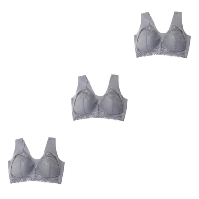 Sonducket Sujetador cómodo de belleza con cierre frontal, Sujetador deportivo con forma 5D Push Seamless No Trace Back, Womens Comfort Lace Grey Type1 NO1