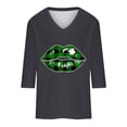 thumbnail image 4 of Meichang St Patricks Day Shirts for Women V Neck 3/4 Length Sleeve Women Tops Shamrock Graphic Tees Crew Neck Casual Irish Tops, 4 of 5