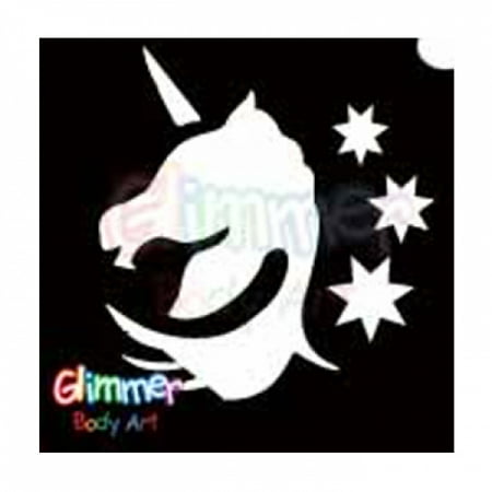 Glimmer Body Art Glitter Tattoo Stencil Unicorn Head