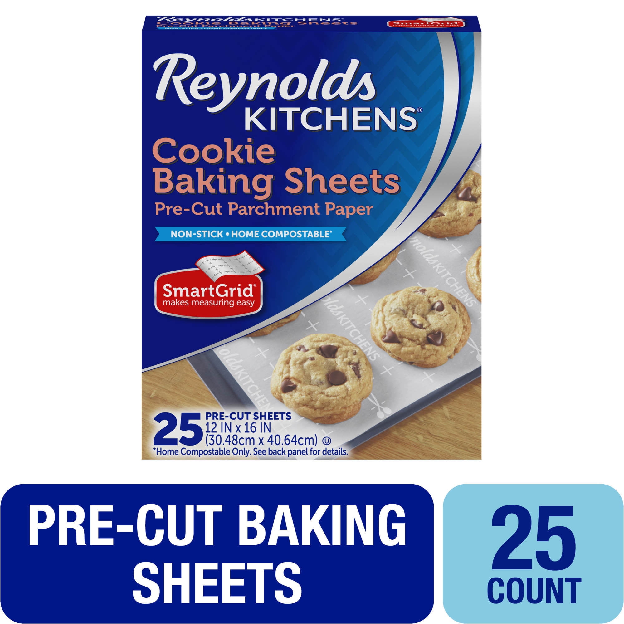 Reynolds Kitchens Cookie Baking Sheets, Pre-Cut Parchment Paper Sheets, 12 in x 16 in, 25 Count