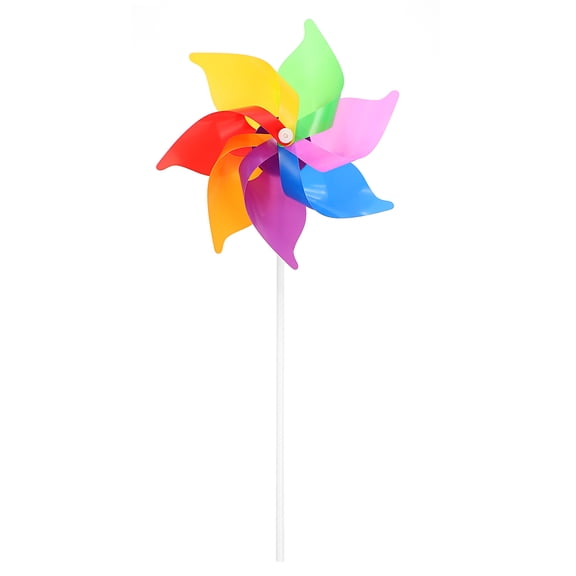 Pinwheels 7.1" Wind Spinner Rainbow Pinwheels 7 Leaves Plastic Windmill with Plastic Sticks for Garden Yard Patio Lawn Outdoor Party Favors Gifts, Colorful
