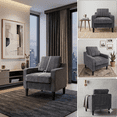 thumbnail image 5 of Accent Chair for Living Room, Mid Century Modern Reading Chair for Bedroom, Upholstered Armchair with Side Pockets, Comfy Single Sofa Side Chair for Office, Apartment, Small Room, Dark Grey, 5 of 8