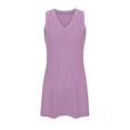 thumbnail image 6 of VBTAPA Summer Dresses for Women 2025 Casual Loose V Neck Tank Dress Solid Side Slit Mini Dresses with Pockets Purple M, 6 of 7