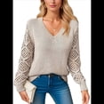 thumbnail image 1 of Suéter de Larga con Cuello en V para Mujer, Suéter de Otoño, Jersey de Punto. Albaricoque L, 1 of 9