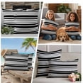 thumbnail image 6 of 2 Pack Outdoor Waterproof Throw Pillow Covers,Classic Gray Black Striped Decorative Rectangle Patio Pillowcases for Chair Couch Sofa 20x12in, 6 of 9