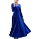 thumbnail image 4 of Vestido Largo De Manga Larga Con Cuello En V, Vestido Largo De Fiesta De Cintura Ajustada Con Encanto Fluido Para Boda Para Baile De Graduación Octpeak Azul rey L, 4 of 6