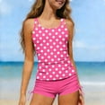 thumbnail image 5 of WAVSUF Girls Tankini Swimsuit 2 Piece High Waist Polka Dots Round Neck Sleeveless Summer Pool Swimsuit Hot Pink 10-12, 5 of 9