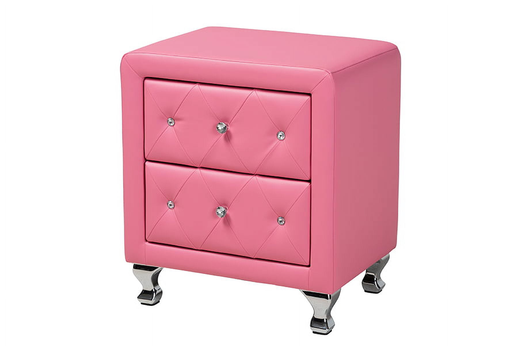 Baxton Studio Canterbury Contemporary Glam Pink Faux Leather Upholstered Full Size 3-Piece Bedroom Set