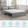 thumbnail image 5 of Mjkone Queen Sleeper Sofa Bed,62"Pull Out Bed with Cushions & Throw Pillows for Apartment，Small Space,Upholstered Futon Sofa Bed,Light Grey, 5 of 9