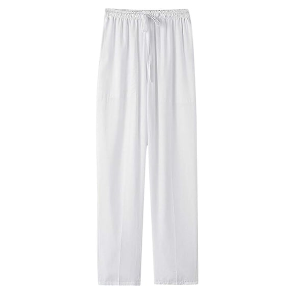 hotojiny Men's Athletic Training Pants Elastic Waist Breathable Gym Trousers Lounge Drawstring Straight Leg Pants