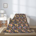 thumbnail image 2 of Disketp Colorful Flowers with Butterfly Cozy Flannel Fleece Throw Blanket: Has a velvety texture for All Seasons - Perfect for Women, Men, & Kids"50"x40", 2 of 6