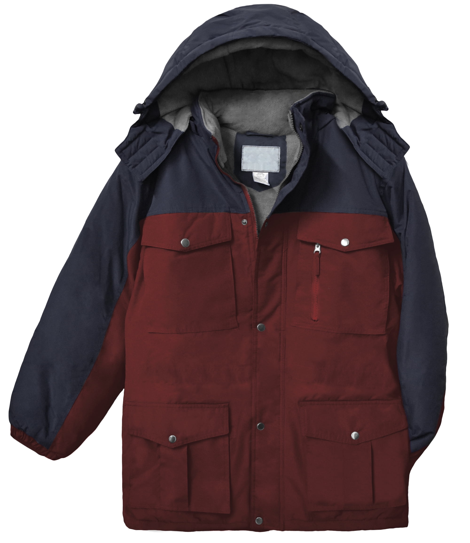 Victory Outfitters Men's Color Block Hooded Insulated Parka Jacket  -Wine/Navy - 5XL - Walmart.com