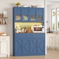 thumbnail image 1 of Homfa 8 Door Kitchen Pantry Cabinet with 2 Drawer, 71" LED Buffet Cabinet with & Charging Station & USB Port, Blue, 1 of 7