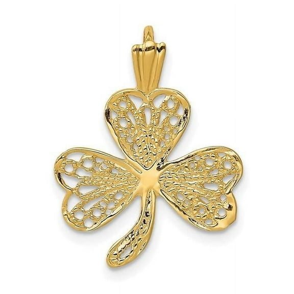 Finest Gold 14K Yellow Gold Filigree Shamrock Charm