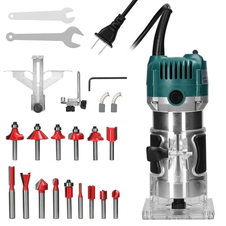 

Electric Trimmer Multifunctional Wood Milling Trimming Engraving Slotting Machine Versatile Woodworking Router Tool with 15PCS Milling Cutters