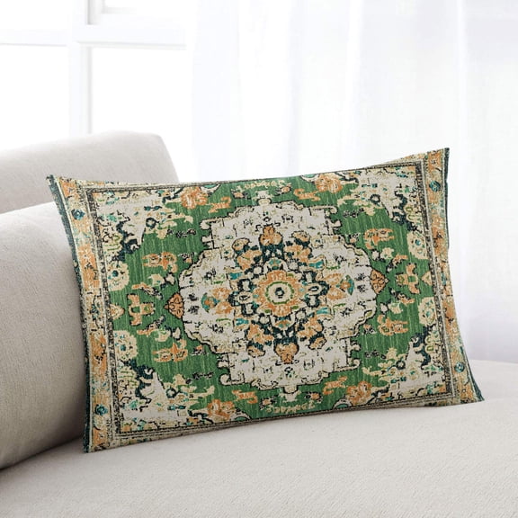 Green Boho Small Pillow Covers, Farmhouse Tribal Vintage Tribal Texture Soft Breathable Throw Pillow Cases with Invisible Zipper, Decorative Pillowcase Pillows Protectors for Sofa Bed Chair 12"x20"