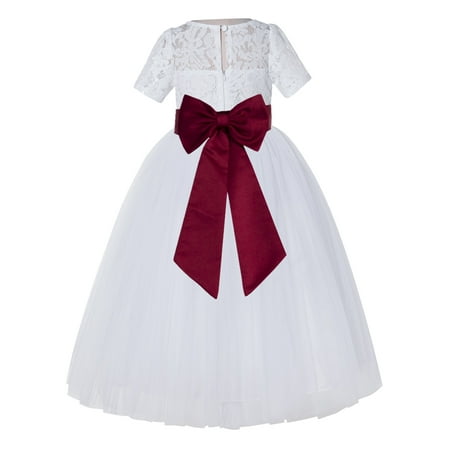 

White Floral Lace Vintage Flower Girl Dresses Special Occasions LG2T