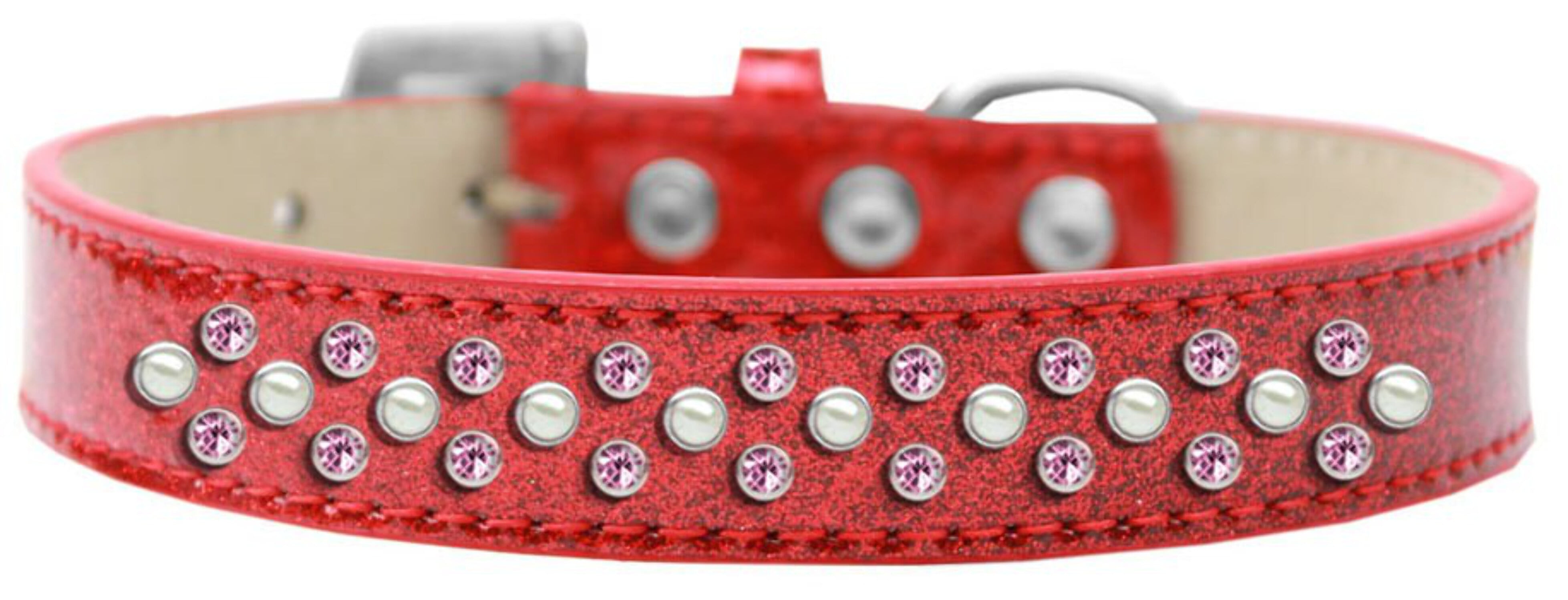 Sprinkles Ice Cream Dog Collar Pearl And Light Pink Crystals Size Size 20 Silver
